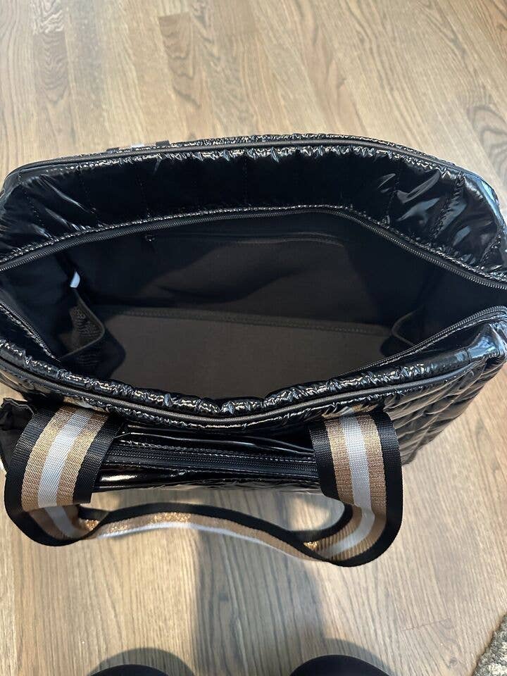 Puffer Style Pickleball Carry Bag Case Black/Tan