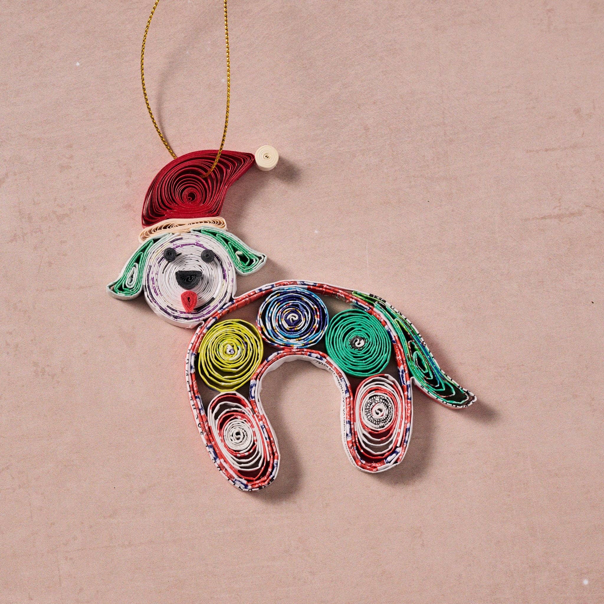 Ten Thousand Villages - Vui Quilled Dog Ornament