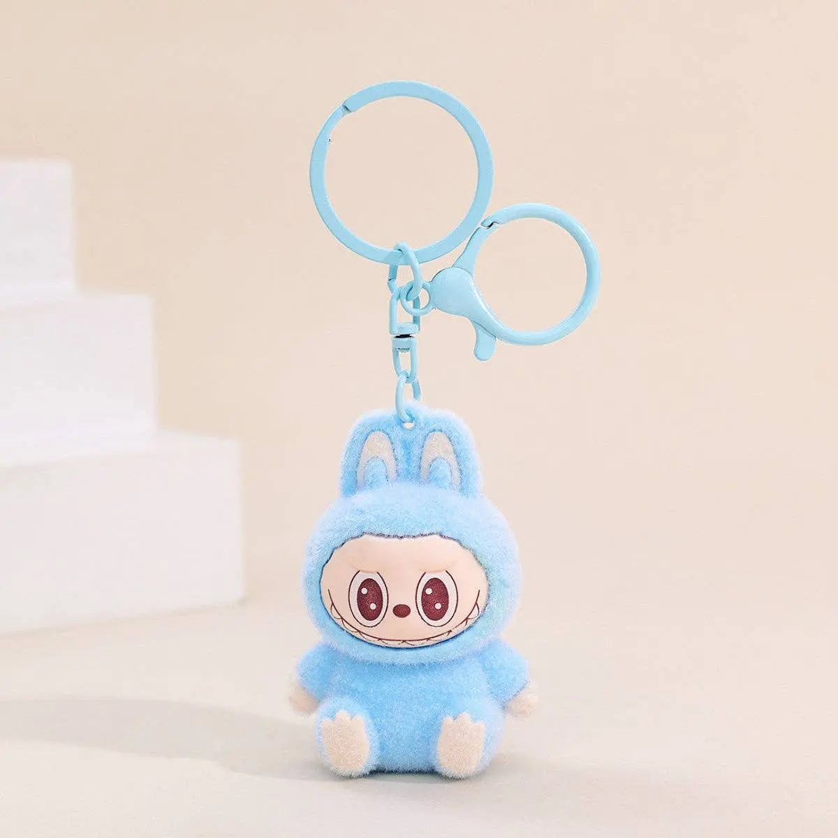 Little Trendy - Labubu Flocking cute monster keychain pendant school gift: Blue