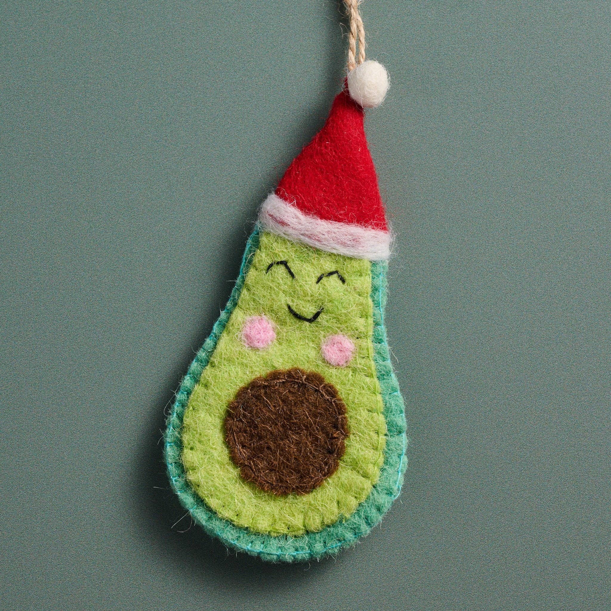 Ten Thousand Villages - Jingle Bell Guac Felt Avocado Ornament