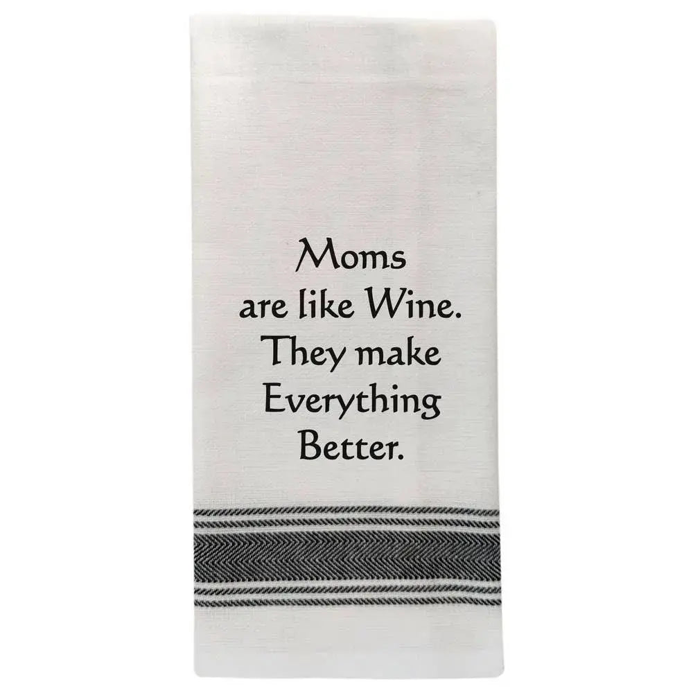 Moms Are Like Wine Kitchen Tea Towel - Funny Cotton Dish Towel Gift Wild Hare Designs