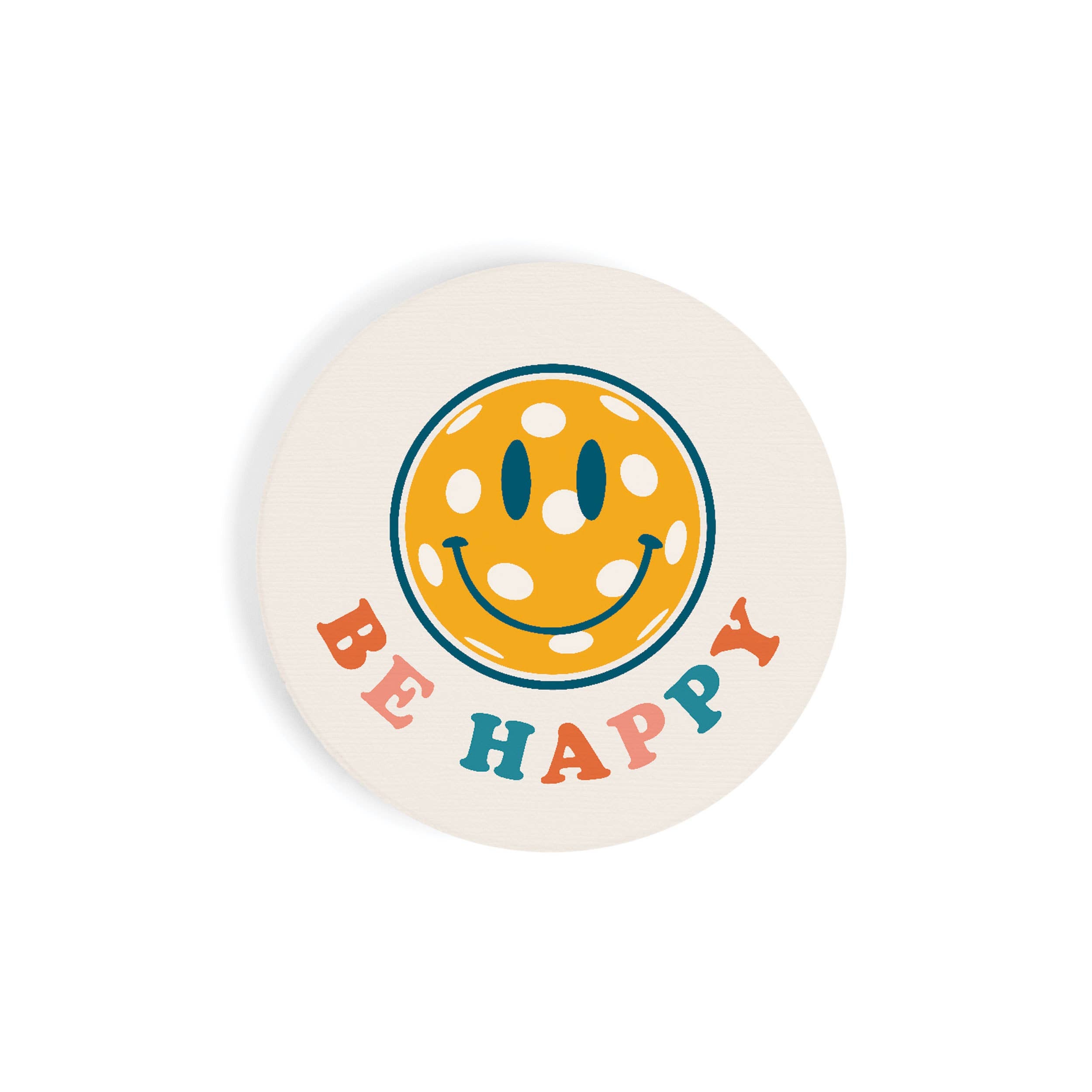 Be Happy Car Pickleball Coaster Single Pack