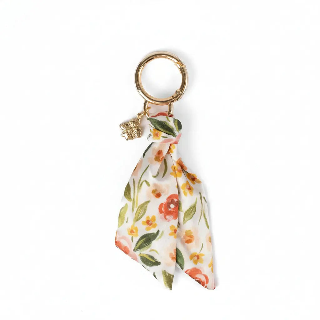 Spring Garden Satin Keychain with Gold Charm