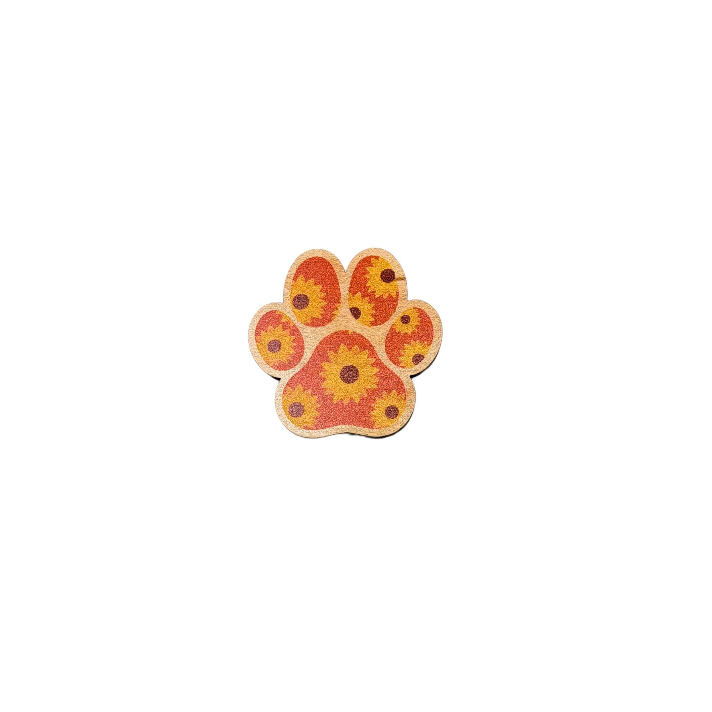 Floral Dog Paw Print Magnet Set - 4 Magnets - Home Decor Gift
