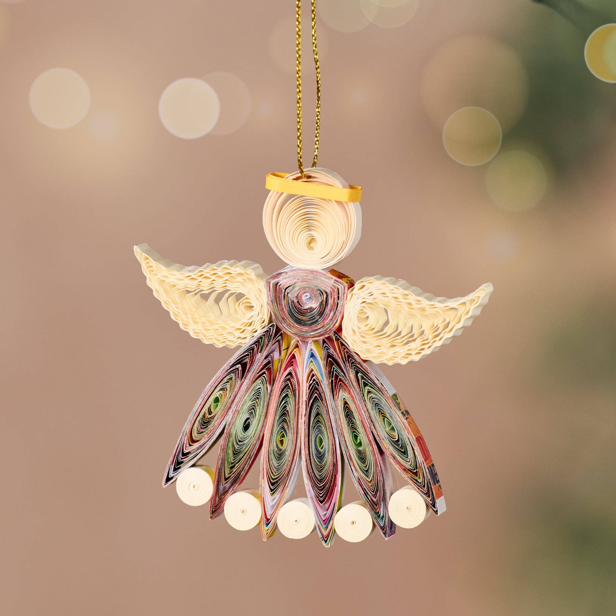 Ten Thousand Villages - Diu Quilled Angel Ornament - Multi
