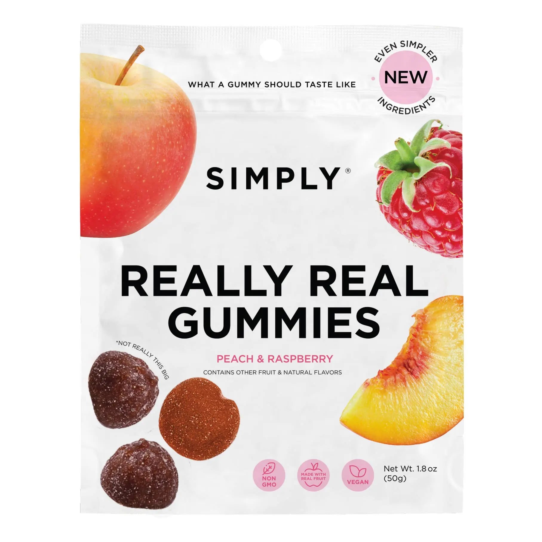 Simply Gum - Really Real Gummies - Peach Raspberry (1.8 oz Bags)