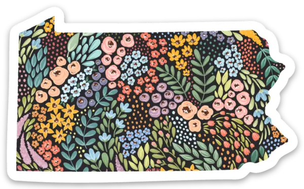 Pennsylvania Floral State Sticker - 3x3