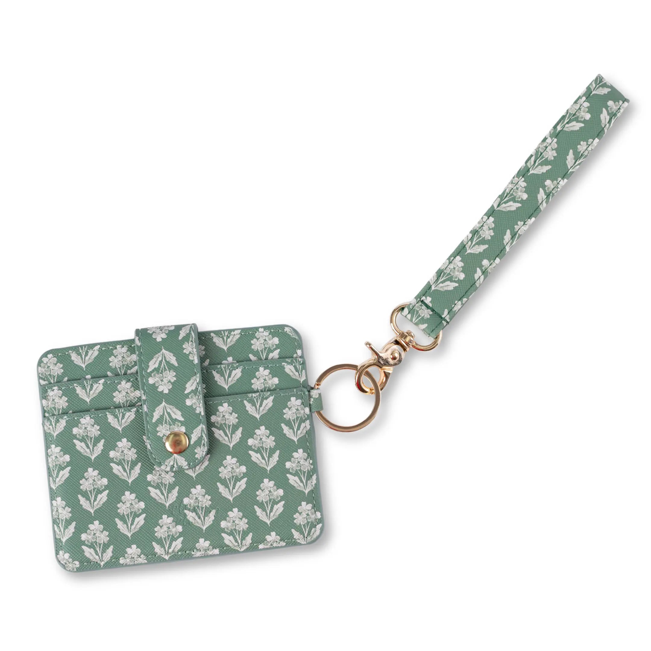 Forget Me Not Sage Wristlet Keychain - Vegan Leather