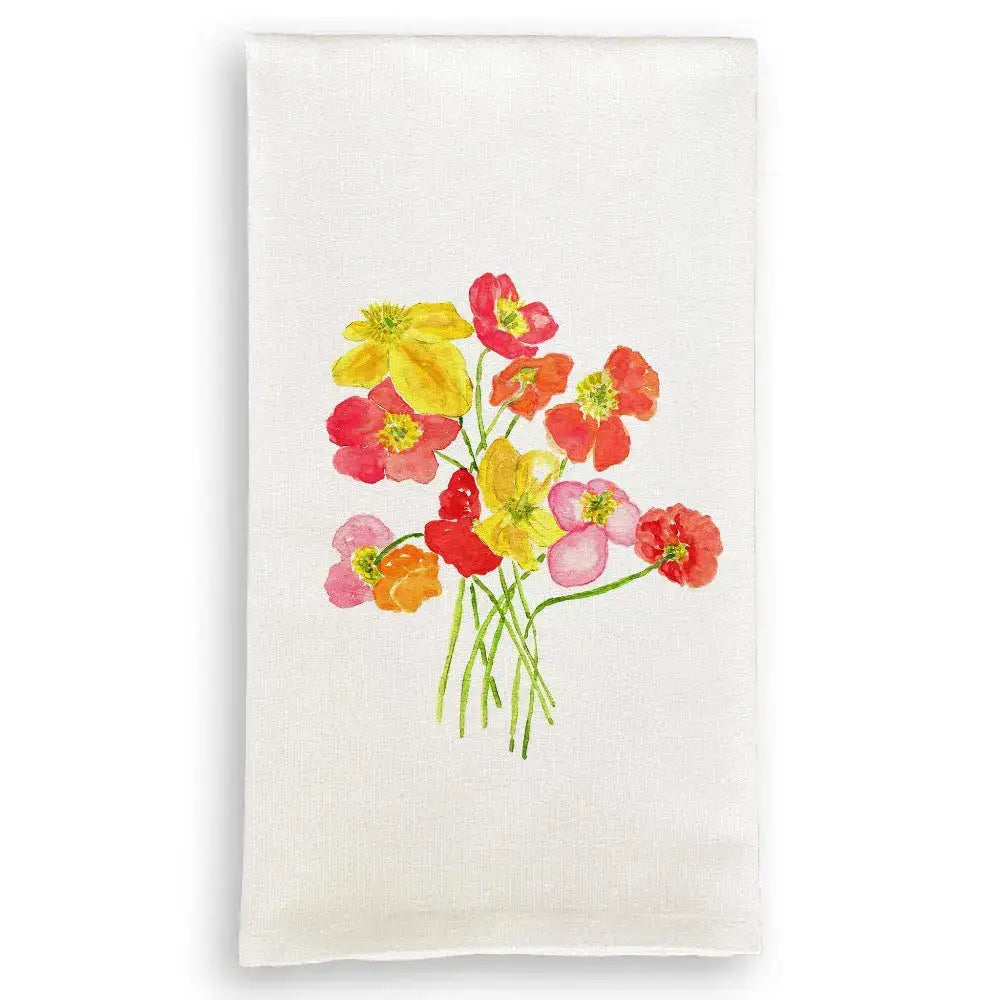 Colorful Poppies Kitchen Towel - French Graffiti Design - Made in USA French Graffiti
