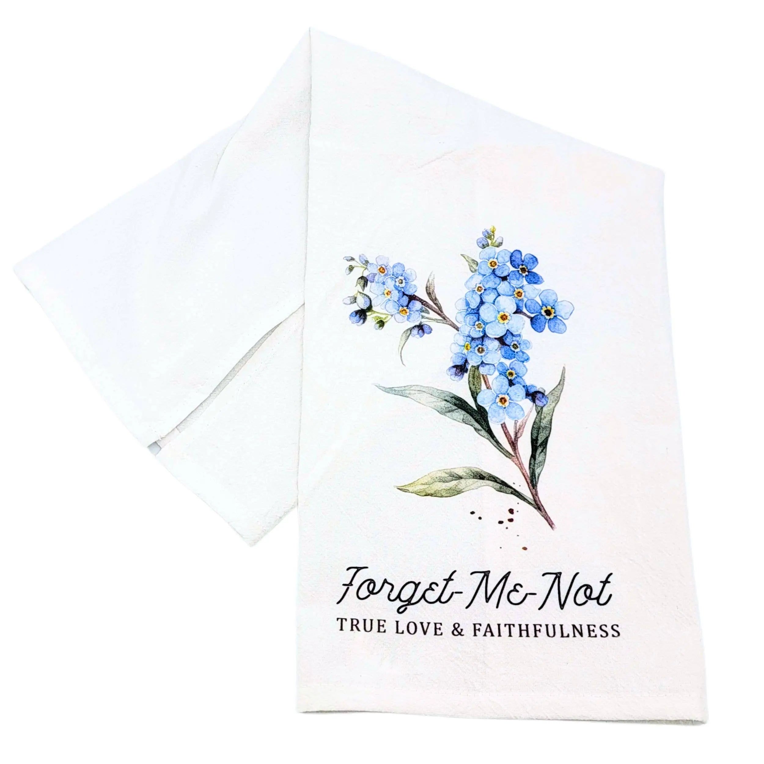 Forget Me Not Flower Tea Towel - 100% Cotton - Made in USA