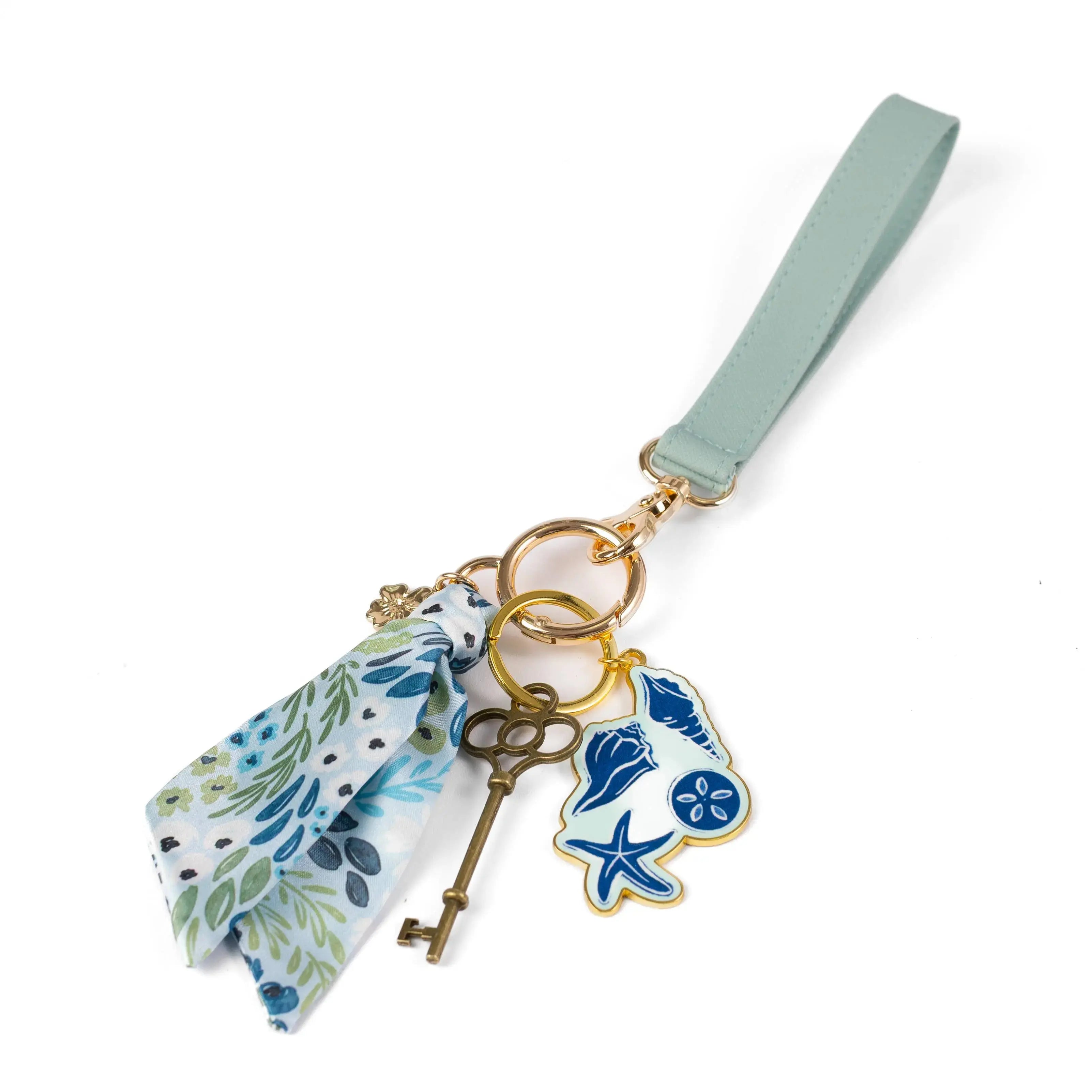 Waterfall Floral Satin Keychain with Gold Charm