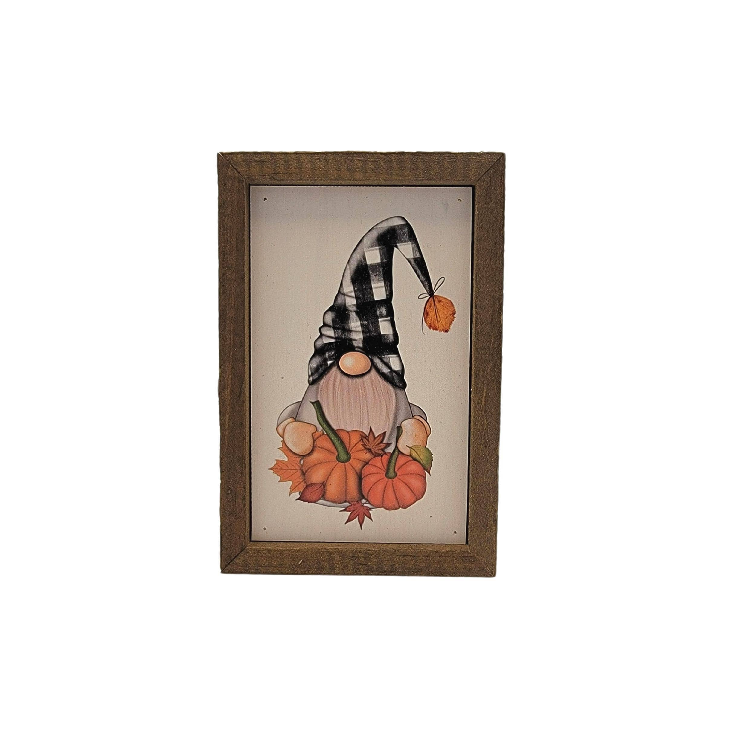 Driftless Studios - 6X4 Flannel Pumpkin Collage Gnome - Fall Décor