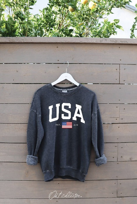 OAT COLLECTIVE - USA EST.1776 Mineral Graphic Sweatshirts Vintage Denim