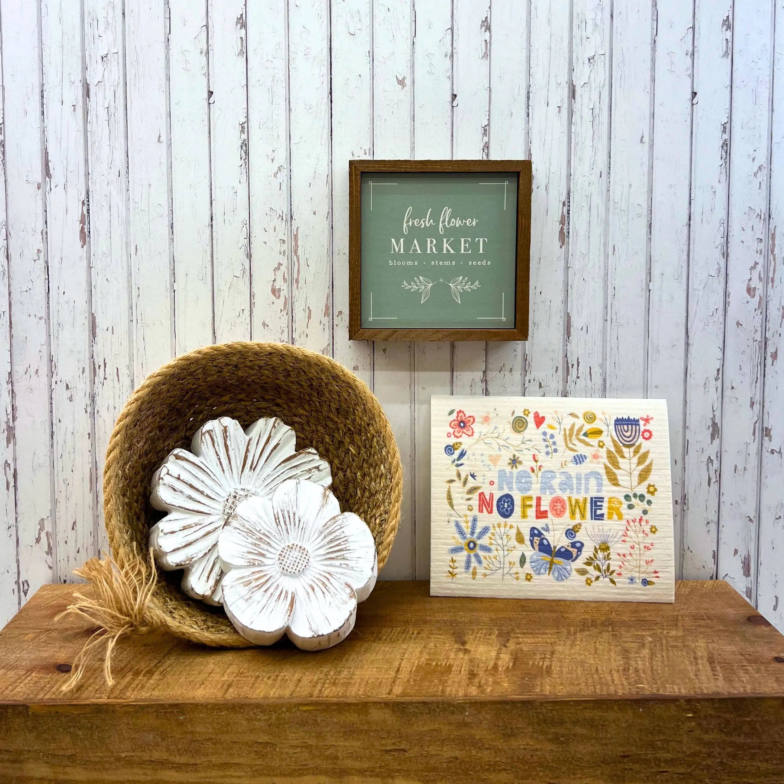 No Rain No Flowers Swedish Dishcloth - Spring Garden Decor by Driftless Studios