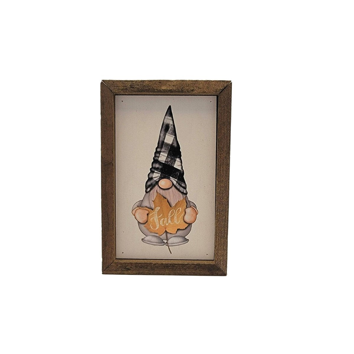 Driftless Studios - Flannel Fall Leaf Gnome Sign - Rustic Fall Décor