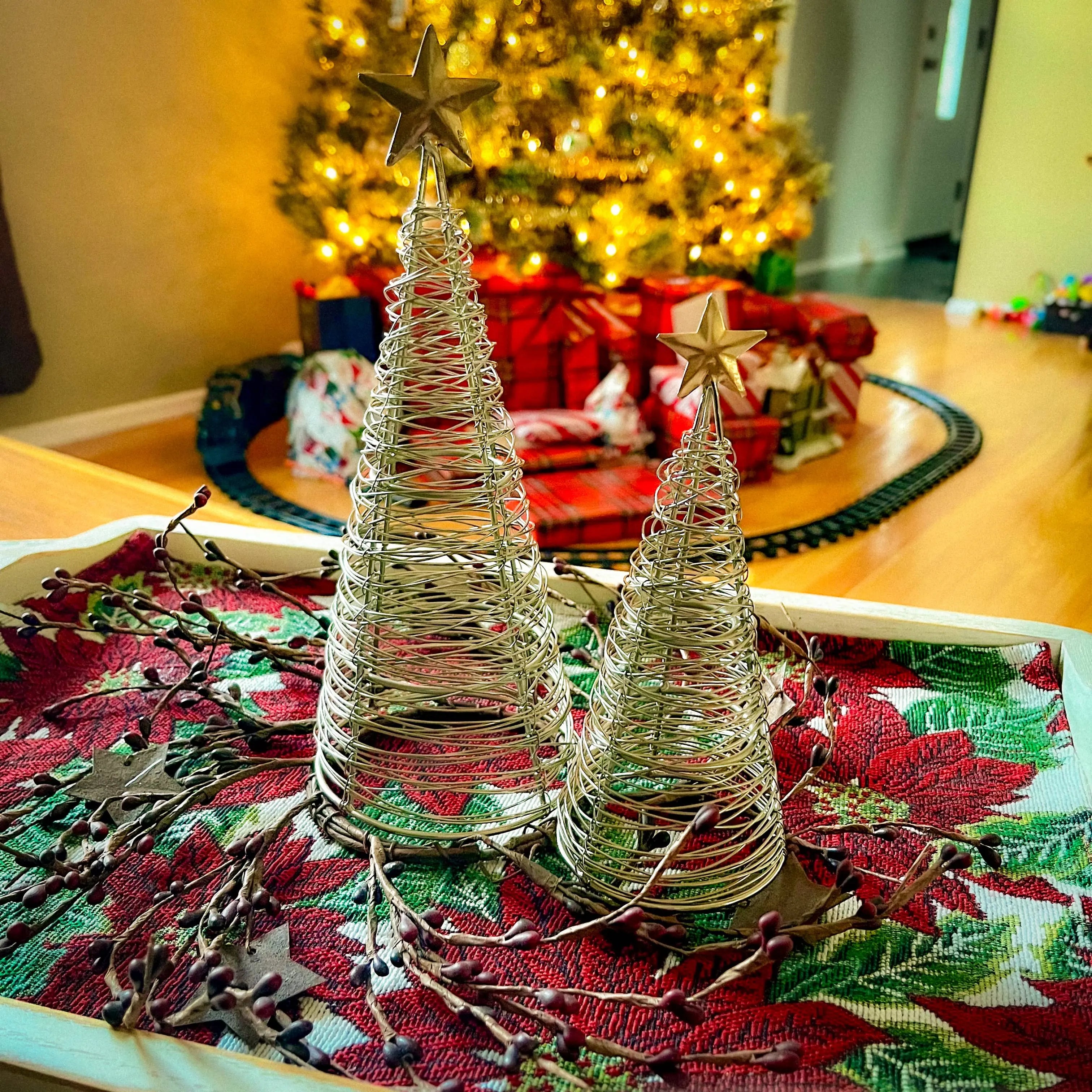 Gold Star Wire Christmas Tree - Mira Fair Trade Handcrafted Holiday Decor