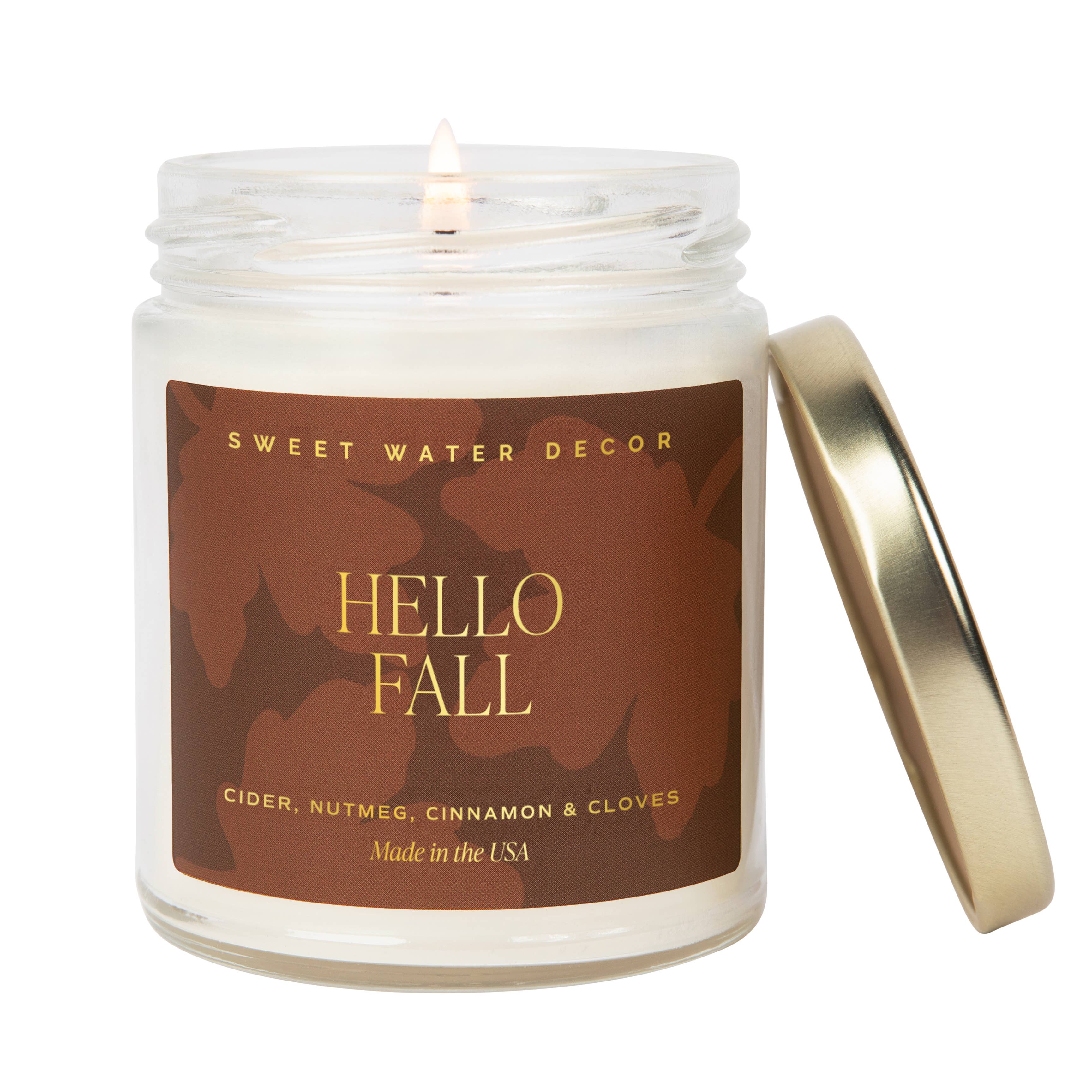 Sweet Water Decor - Hello Fall 9 oz Soy Candle (Gold Foil) - Fall Home Decor