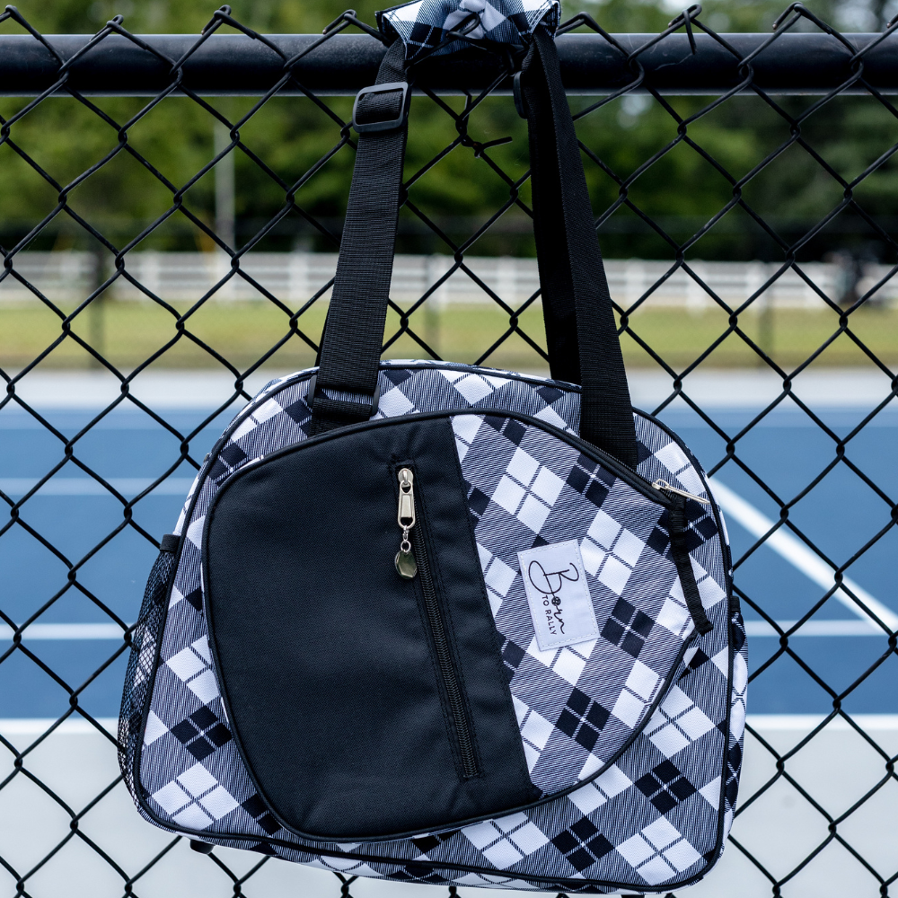 Born to Rally - Womens Pickleball Bag - Plaid - Mother's Day Gift