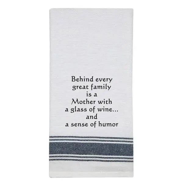 Behind Every Great Family Kitchen Tea Towel - Funny Wine Gift by Wild Hare Designs Wild Hare Designs