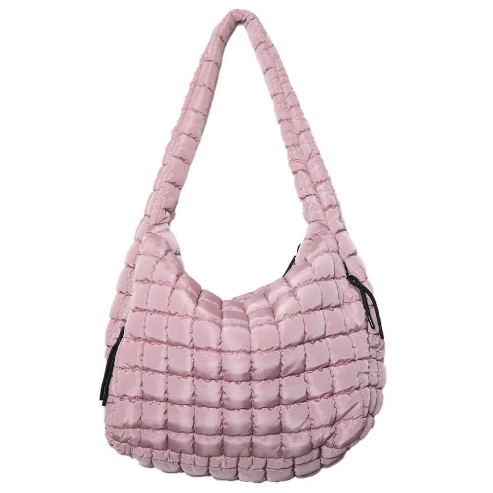 Katydid - Mauve Oversized Quilted Hobo Tote Bag: Mauve