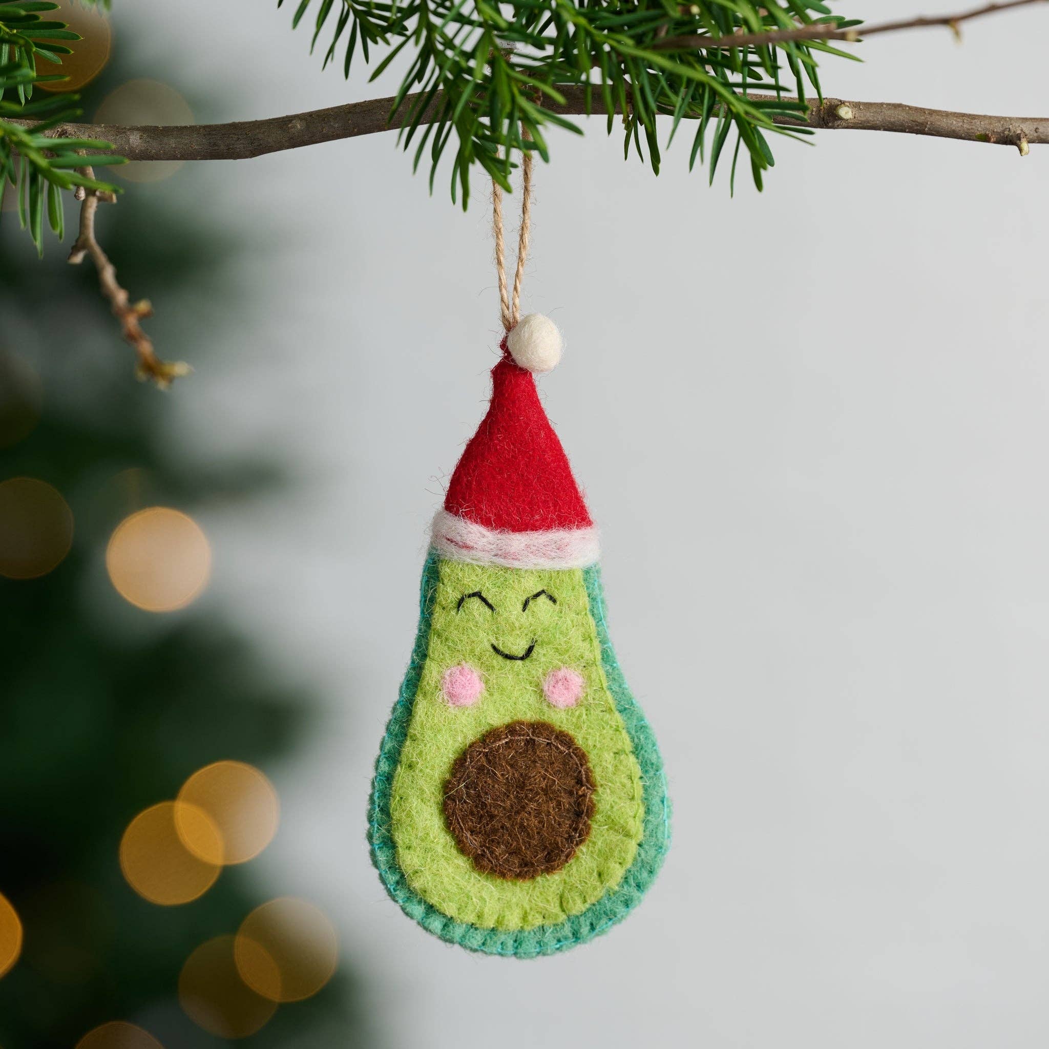 Ten Thousand Villages - Jingle Bell Guac Felt Avocado Ornament