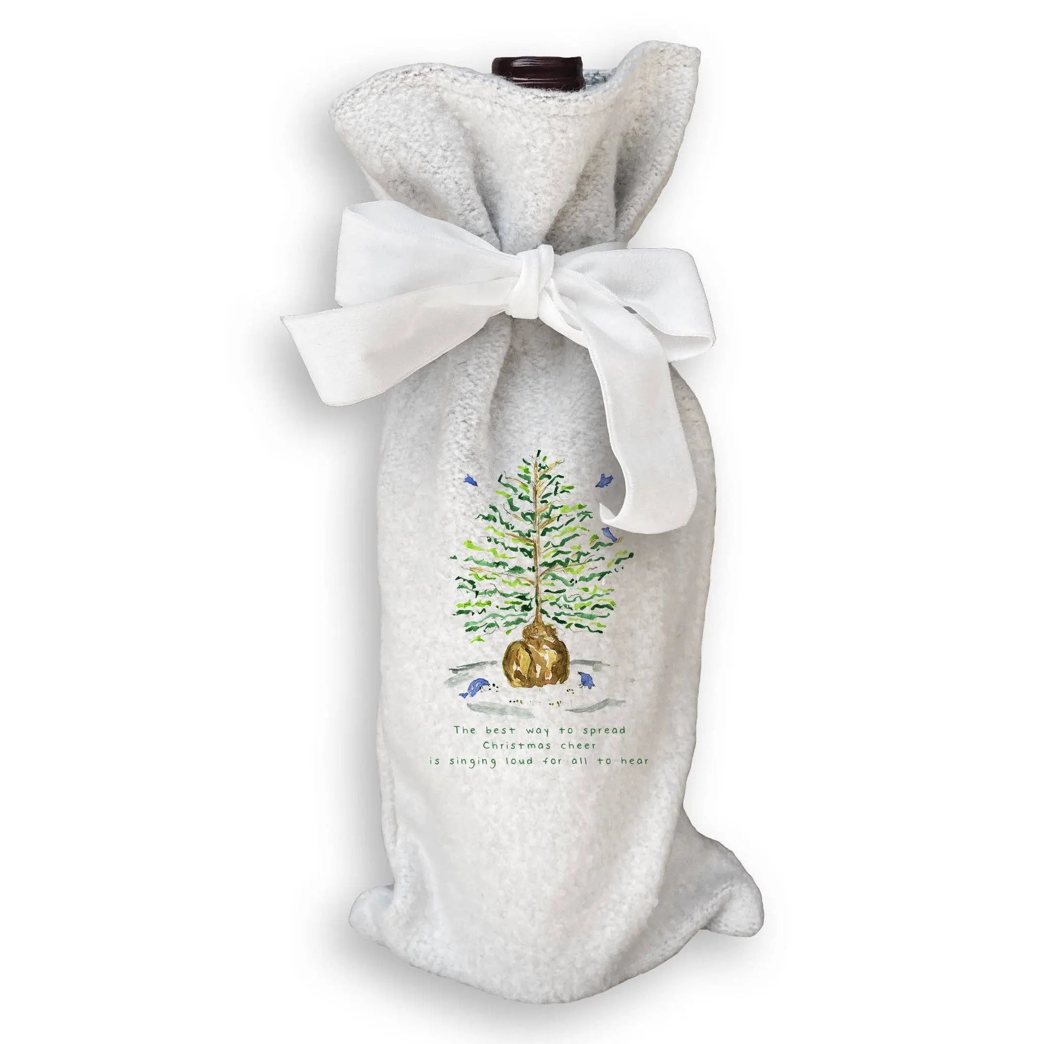Christmas Tree with Birds Kitchen Towel - Festive Holiday Decor - French Graffiti