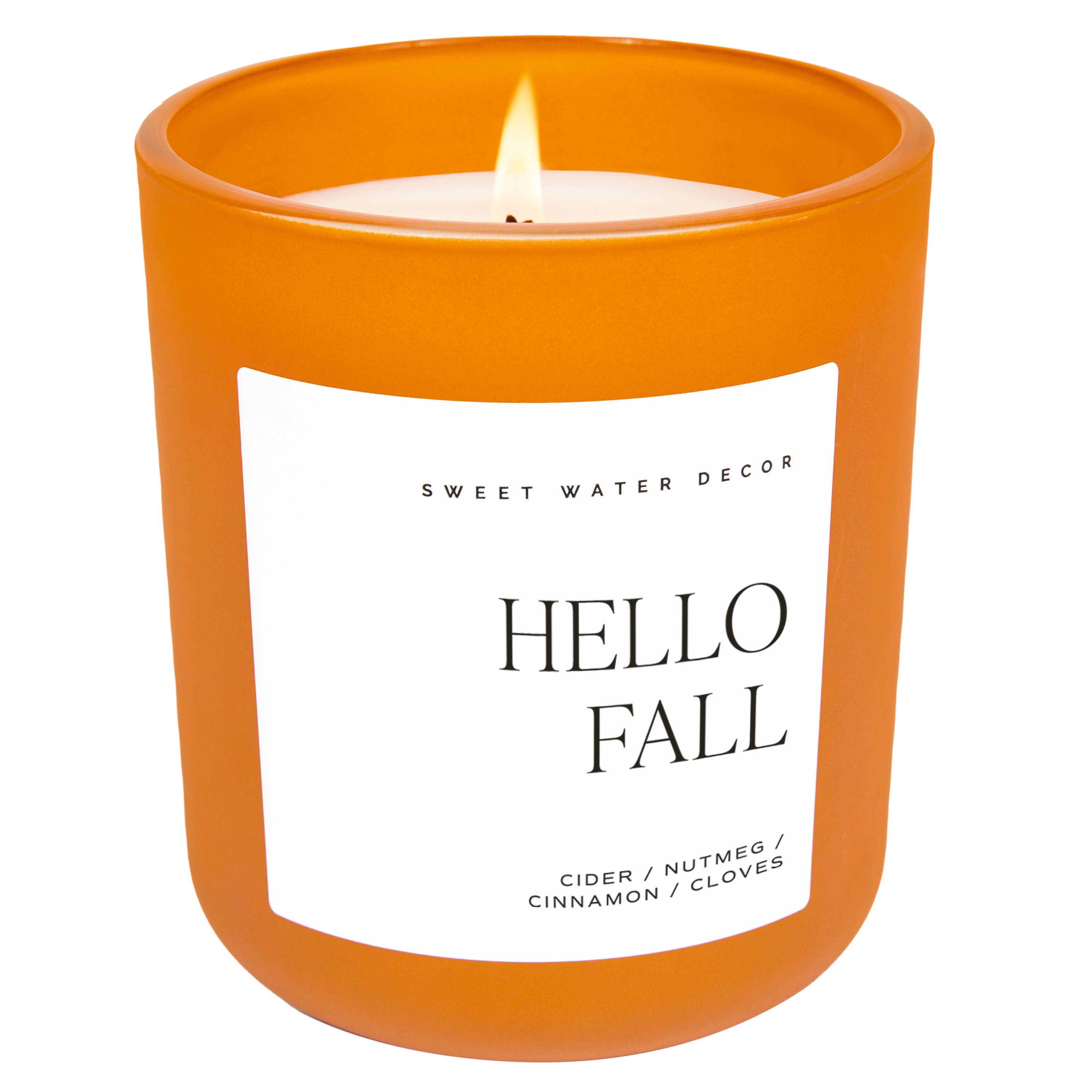 Sweet Water Decor - Hello Fall 15 oz Soy Candle, Matte Jar - Fall Home Decor