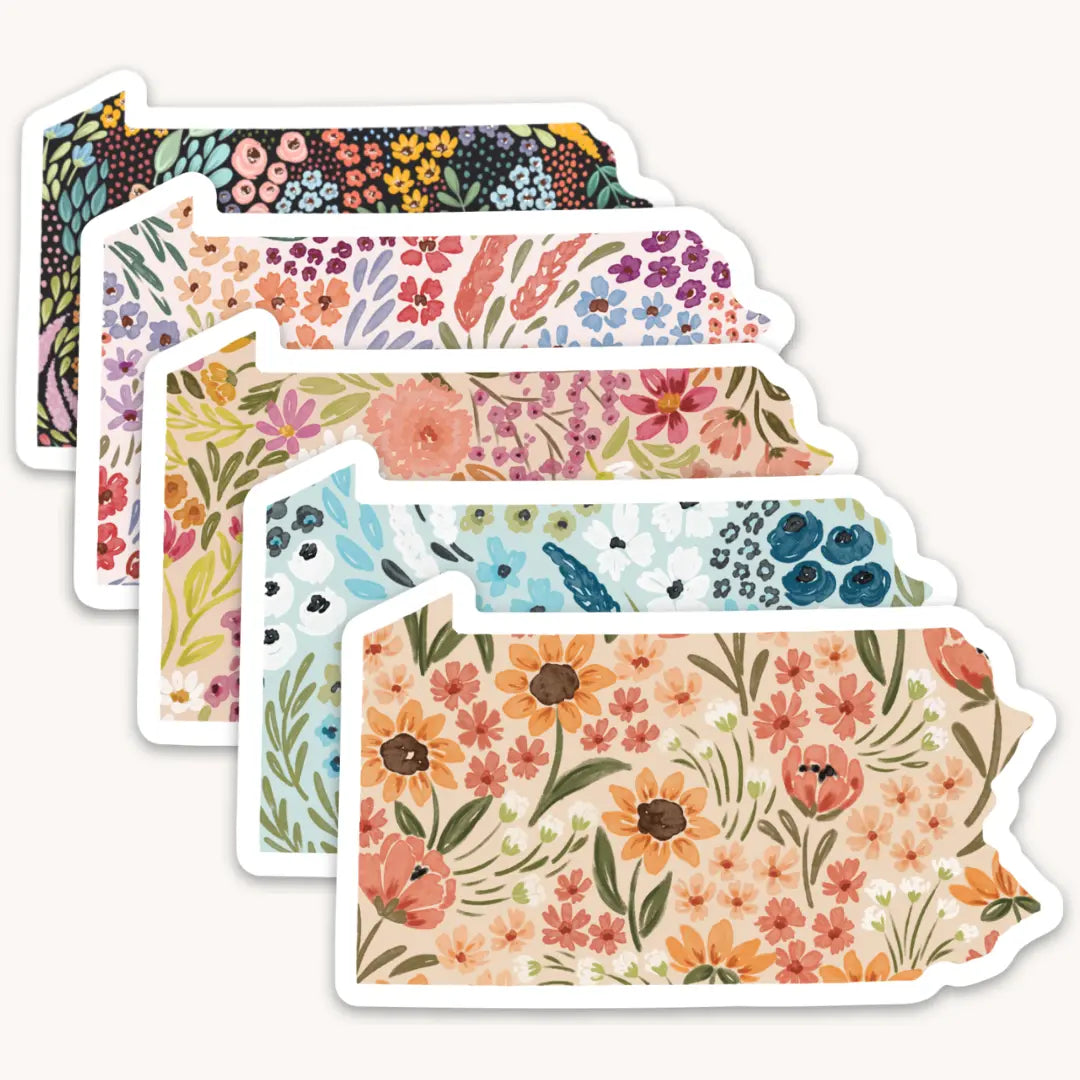 Pennsylvania Floral State Sticker - 3x3" Waterproof Elyse Breanne Design
