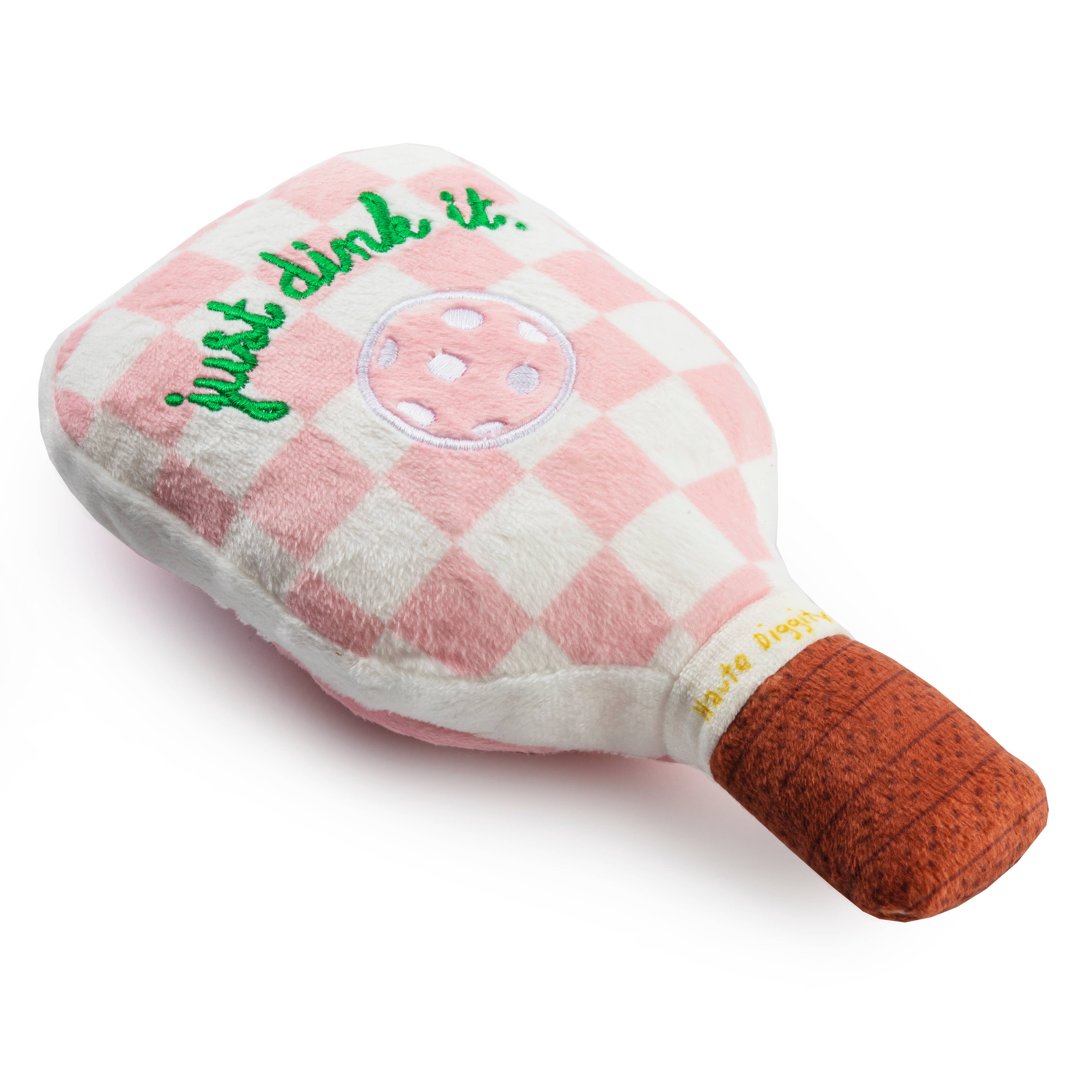 Haute Diggity Dog - Pink Checker Pickleball Paddle Dog Toy