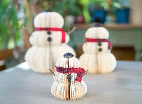 Handmade Book Snowman Christmas Decor -Holiday Decor