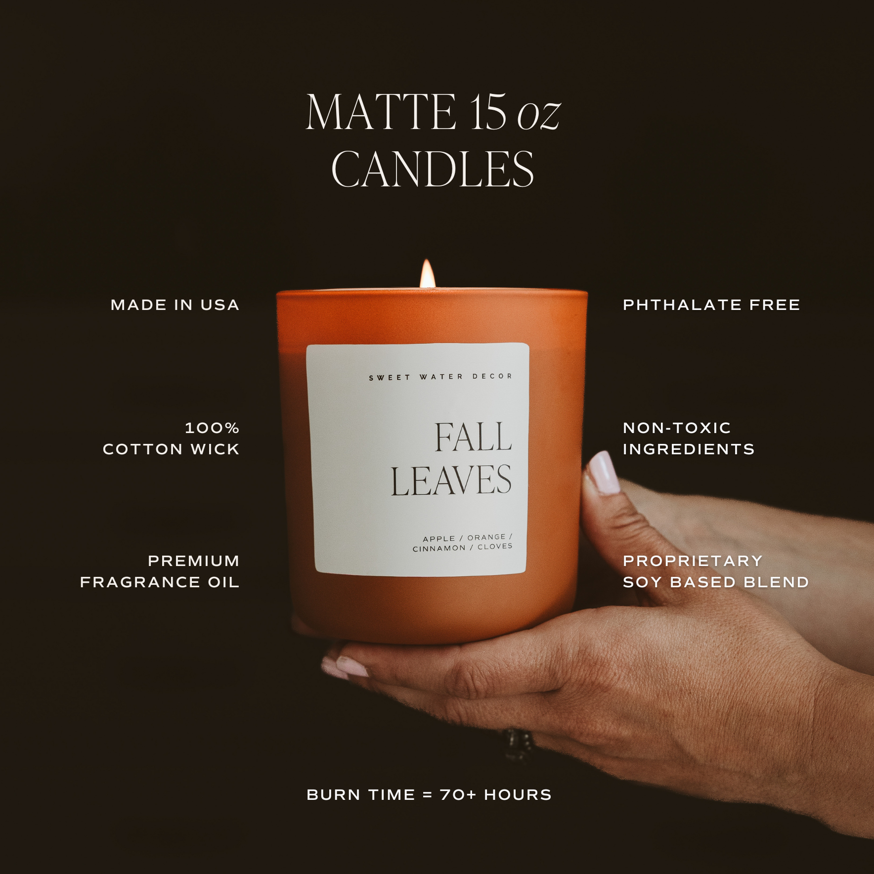 Sweet Water Decor - Hello Fall 15 oz Soy Candle, Matte Jar - Fall Home Decor