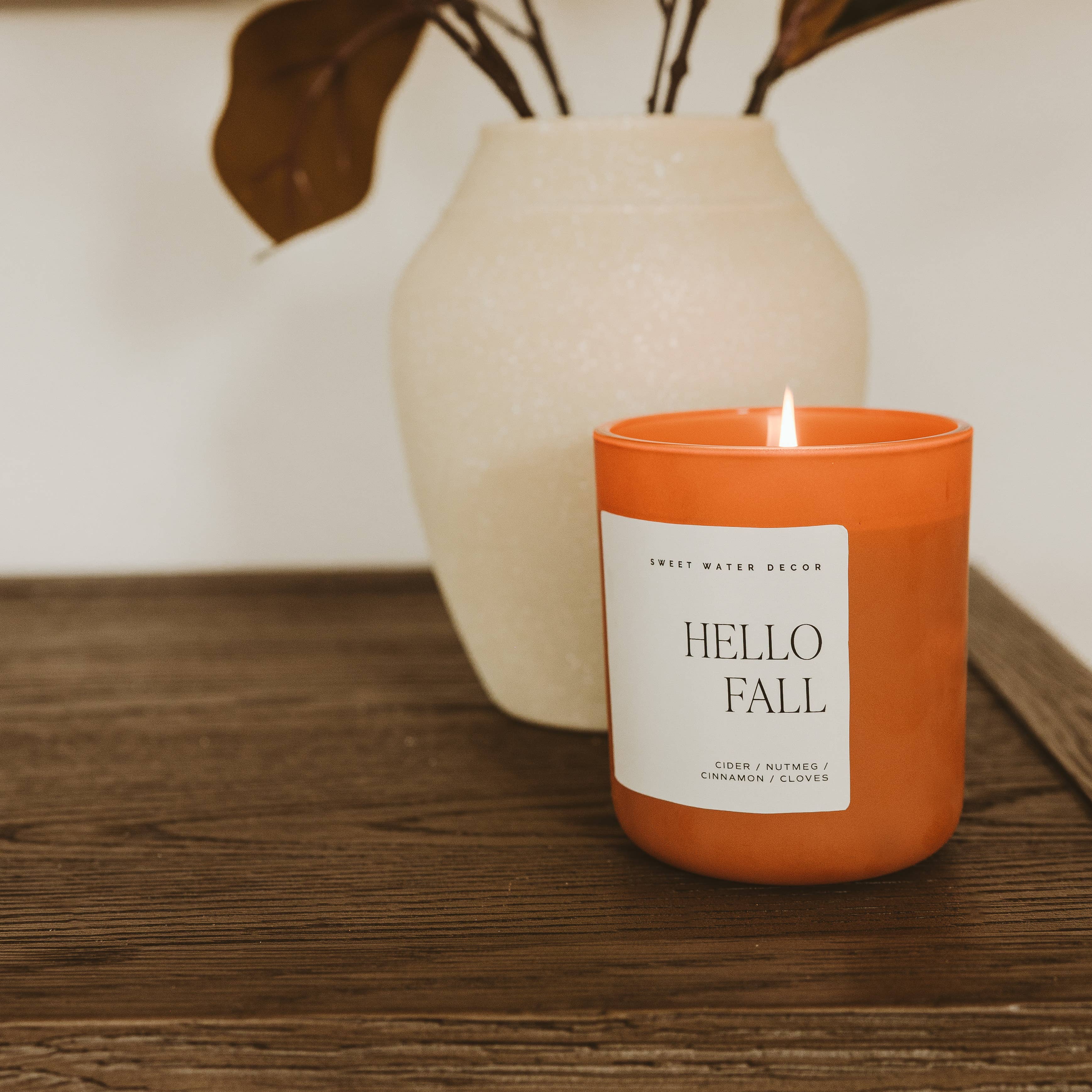 Sweet Water Decor - Hello Fall 15 oz Soy Candle, Matte Jar - Fall Home Decor