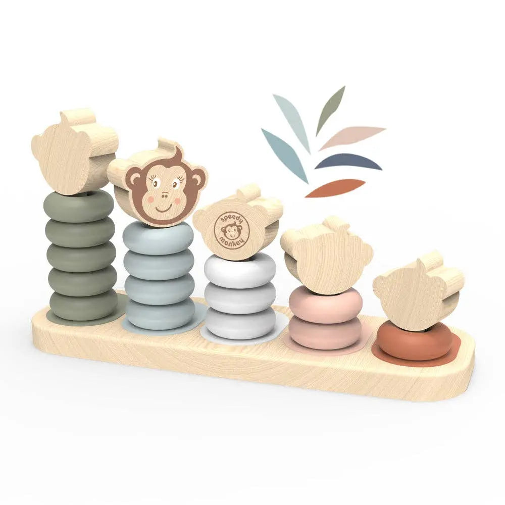 Monkey Family Stacker - Wooden Stacking Toy - Educational Gift - Ages 12+ Months