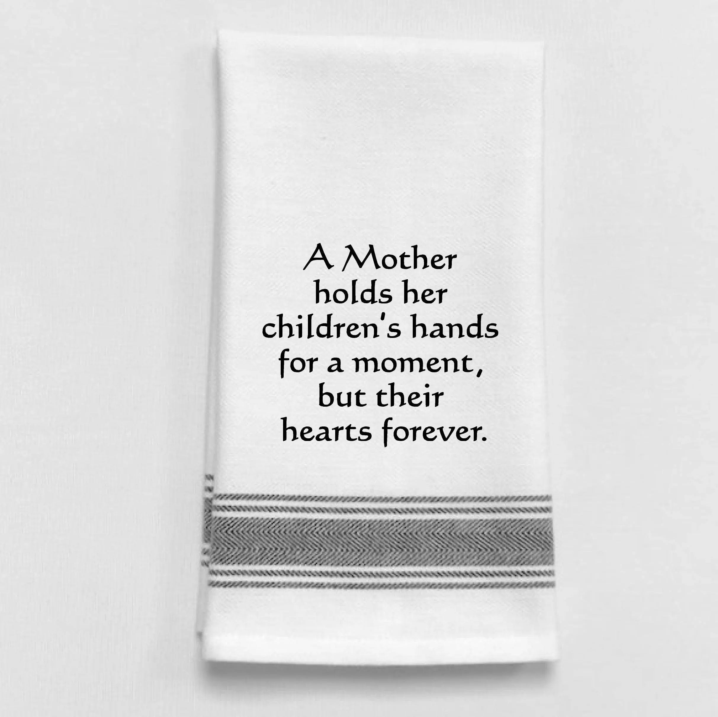 Wild Hare Designs Mother's Day Kitchen Towel - A Mother Holds Her Children's Hands Wild Hare Designs