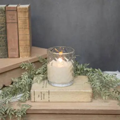 Ragon House 5" Chevron Glass 3D Flame Candle - Flameless LED Pillar