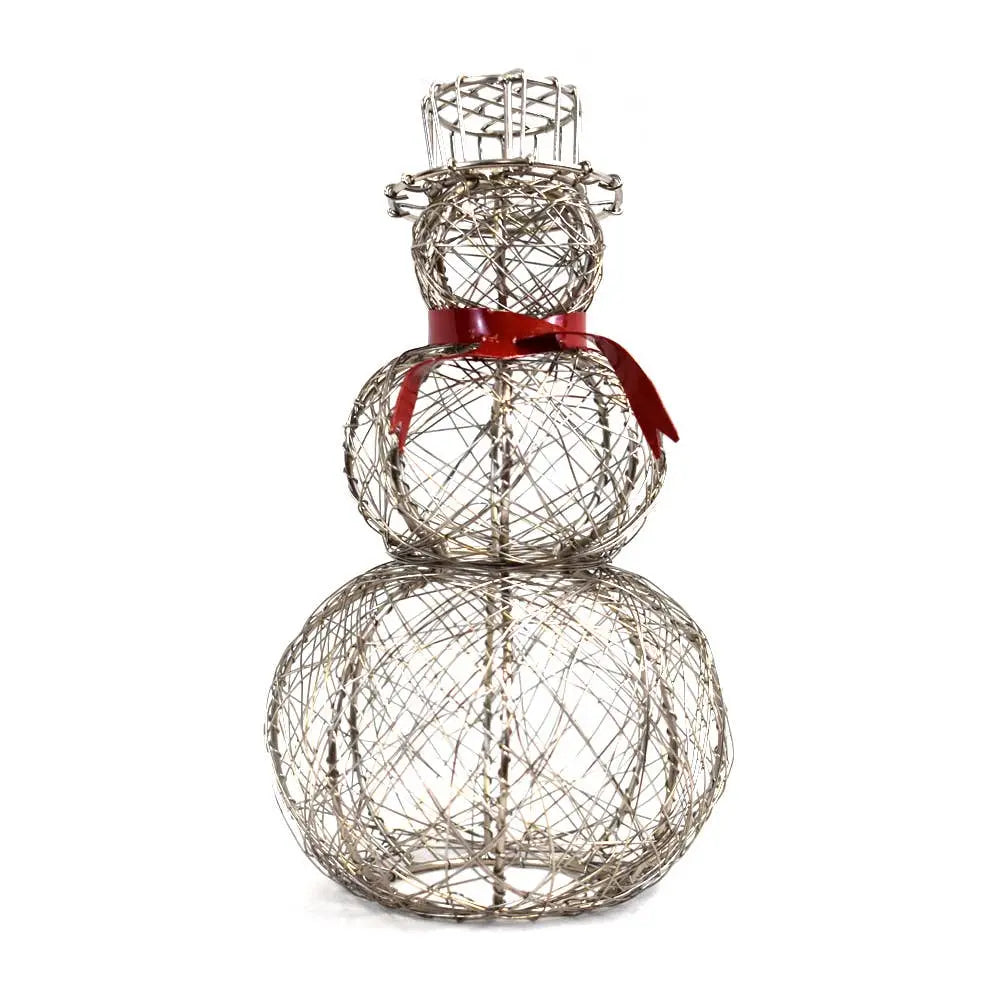 Red Scarf Wire Snowman - Mira Fair Trade Handcrafted Holiday Decor