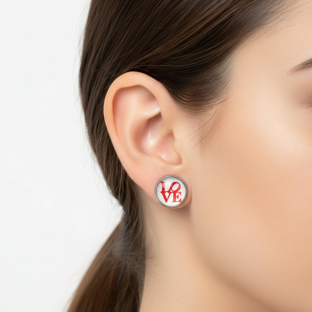 LOVE Earring in a woman's ear