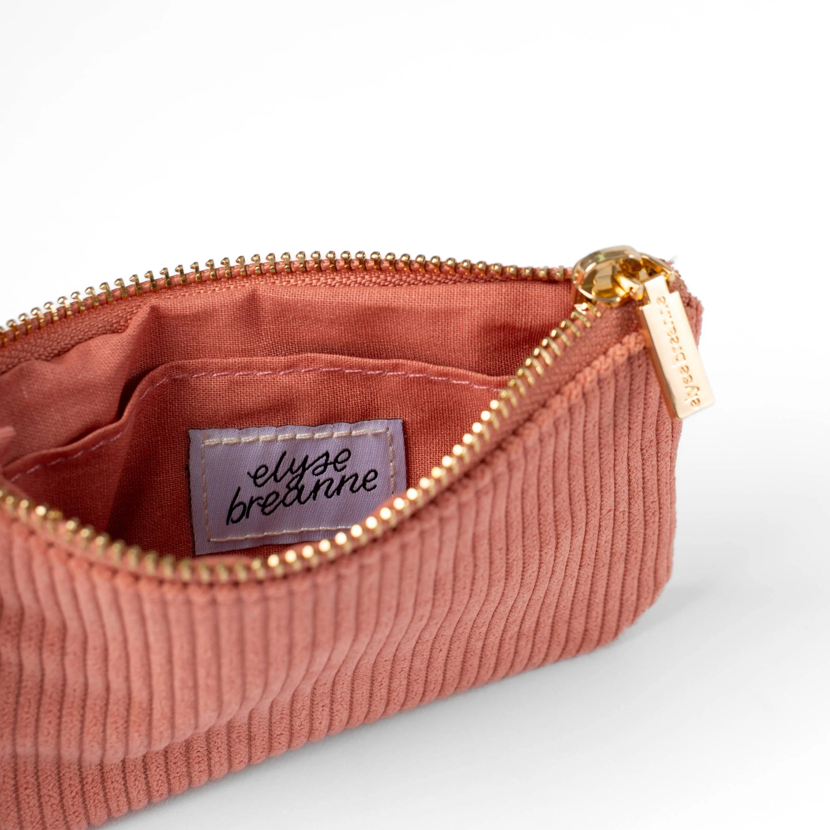 Peony Corduroy Coin Pouch with Inner Pocket