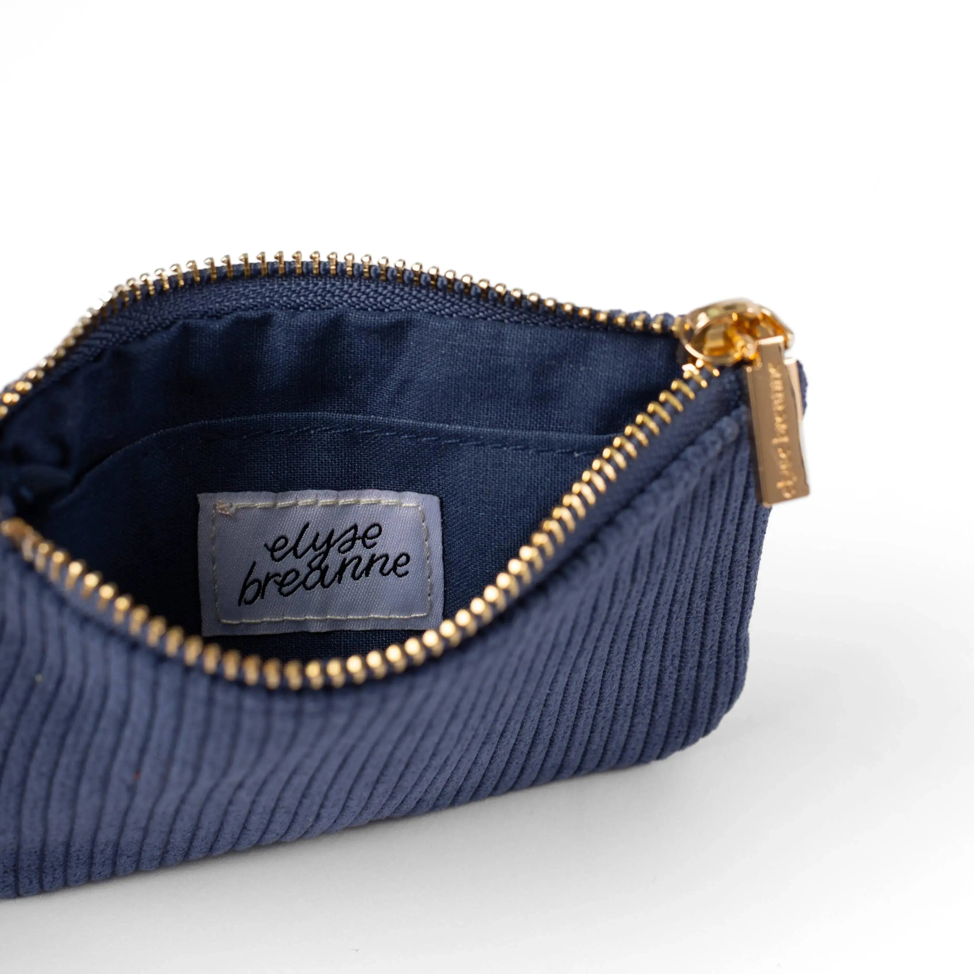 Navy Corduroy Coin Pouch with Inner Pocket