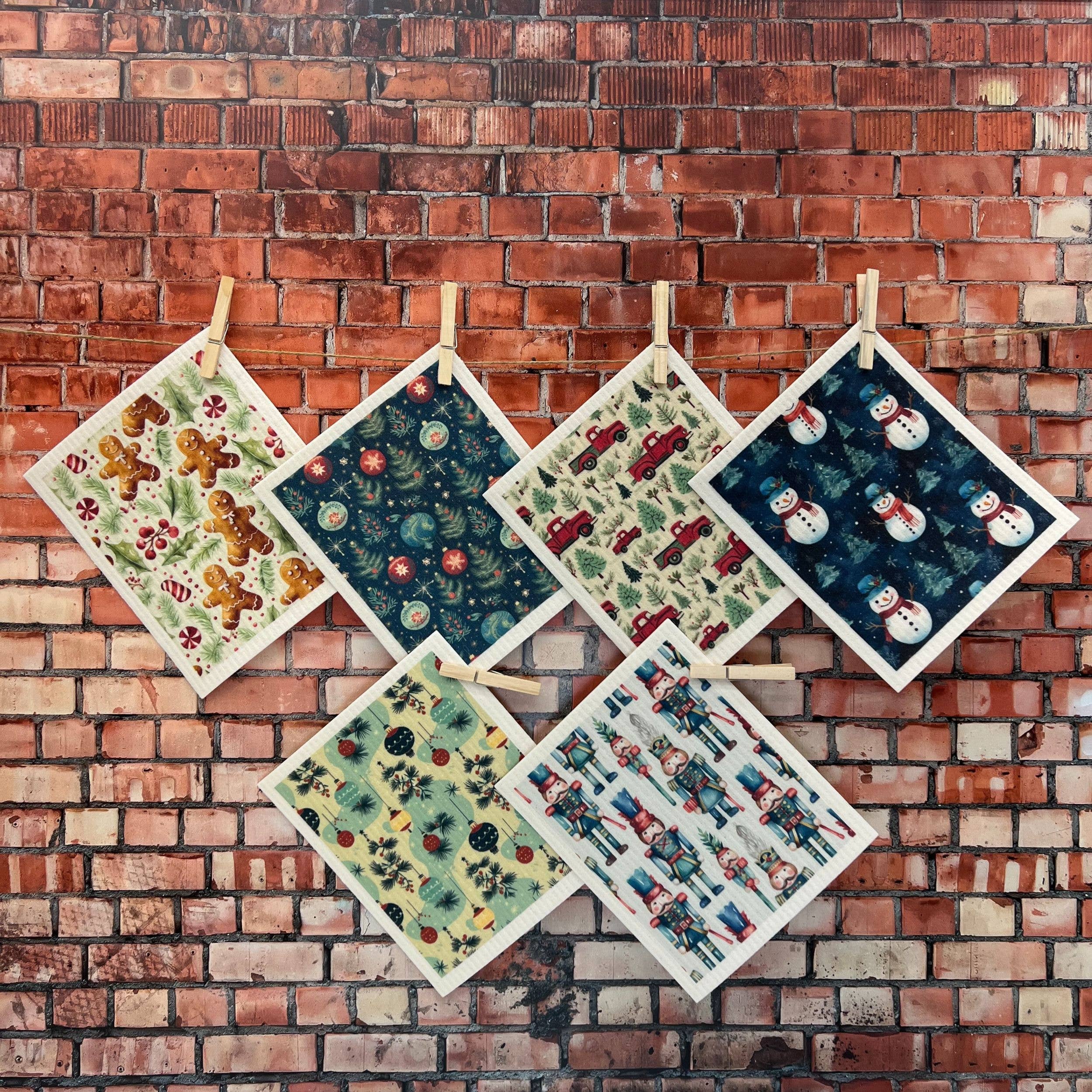 Driftless Studios - Red Cardinal Christmas Swedish Dishcloths - CLEARANCE