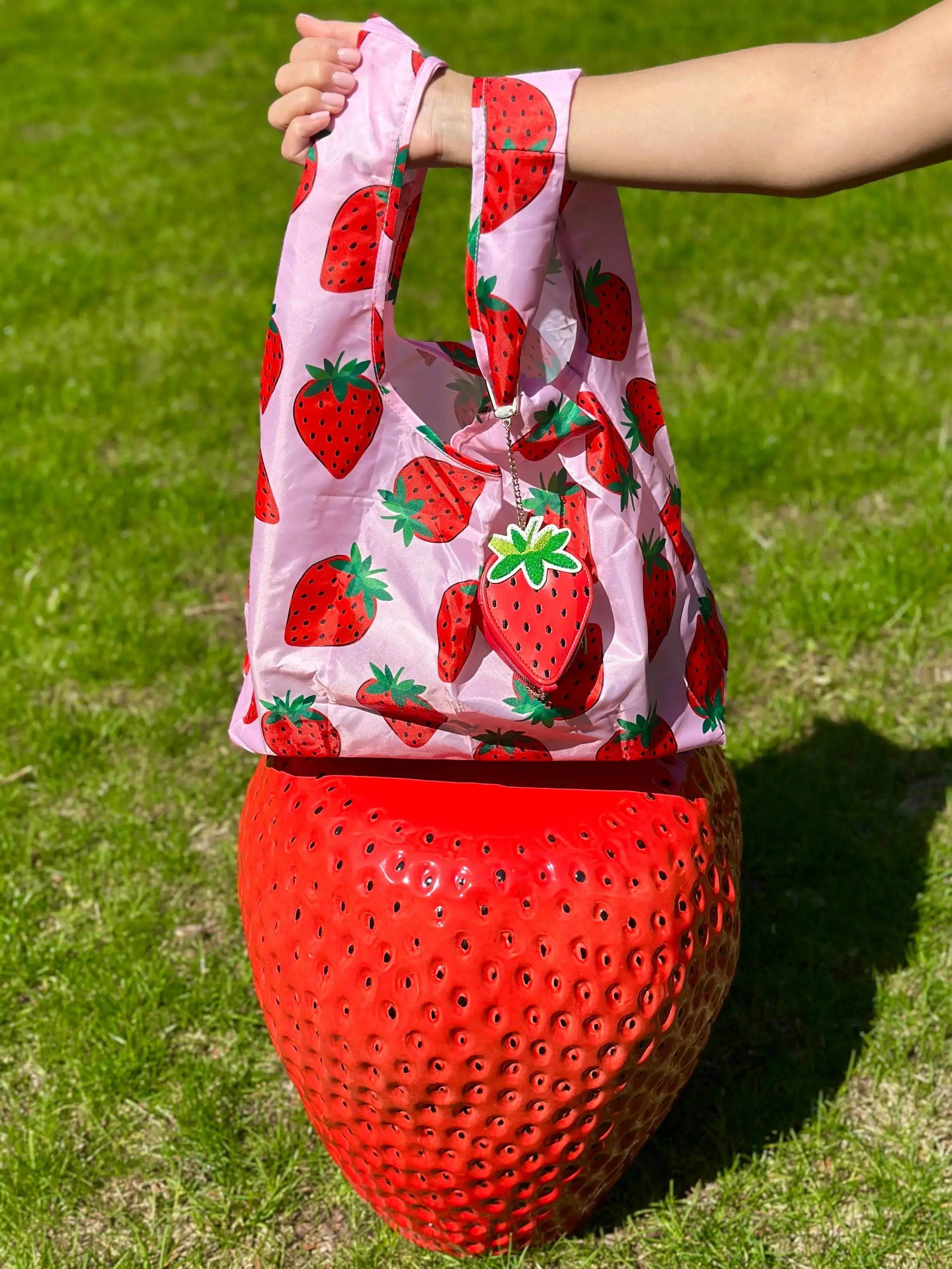 Living Royal 2-in-1 Bag Charm & Reusable Shopper Bag - Ripe Strawberry