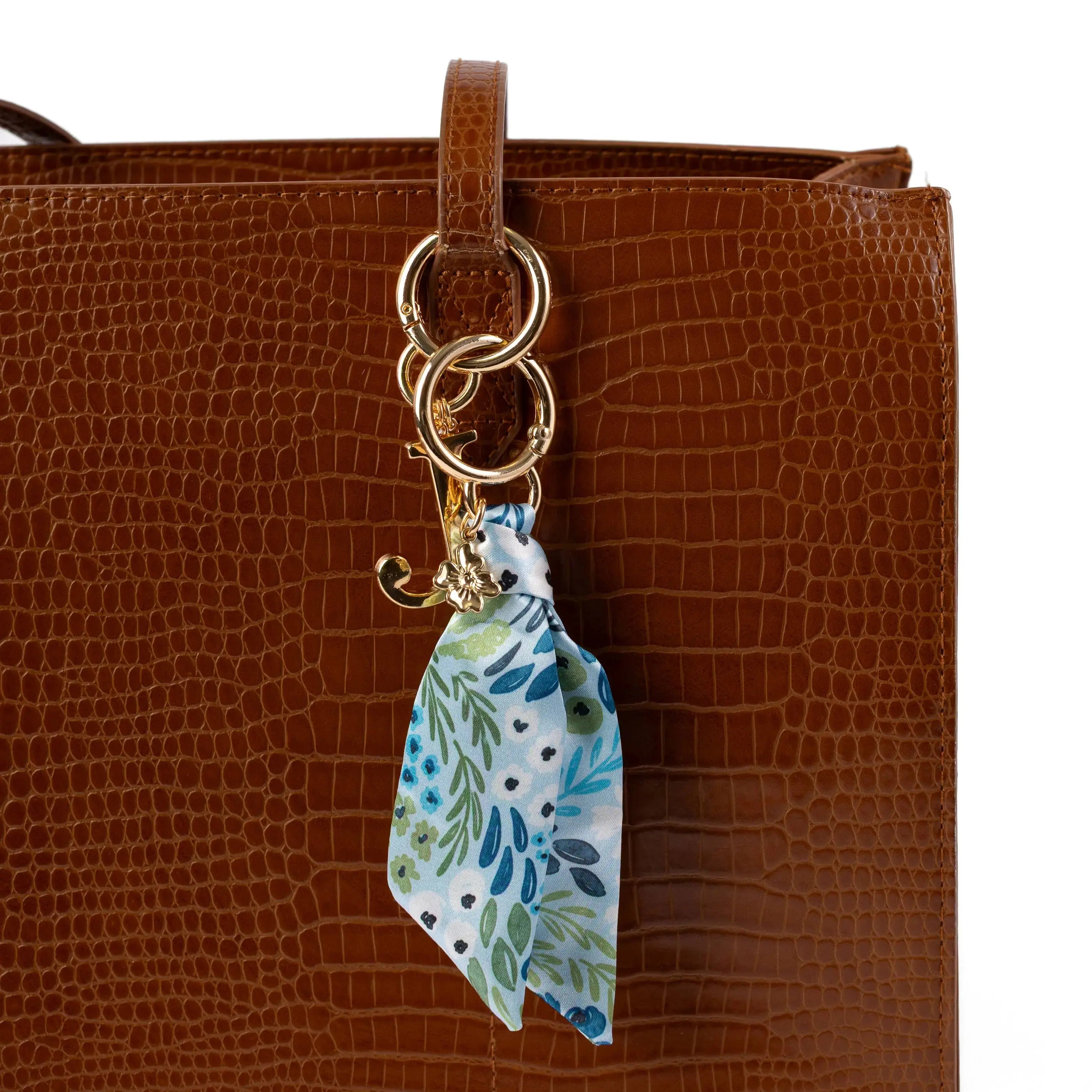 Waterfall Floral Satin Keychain with Gold Charm