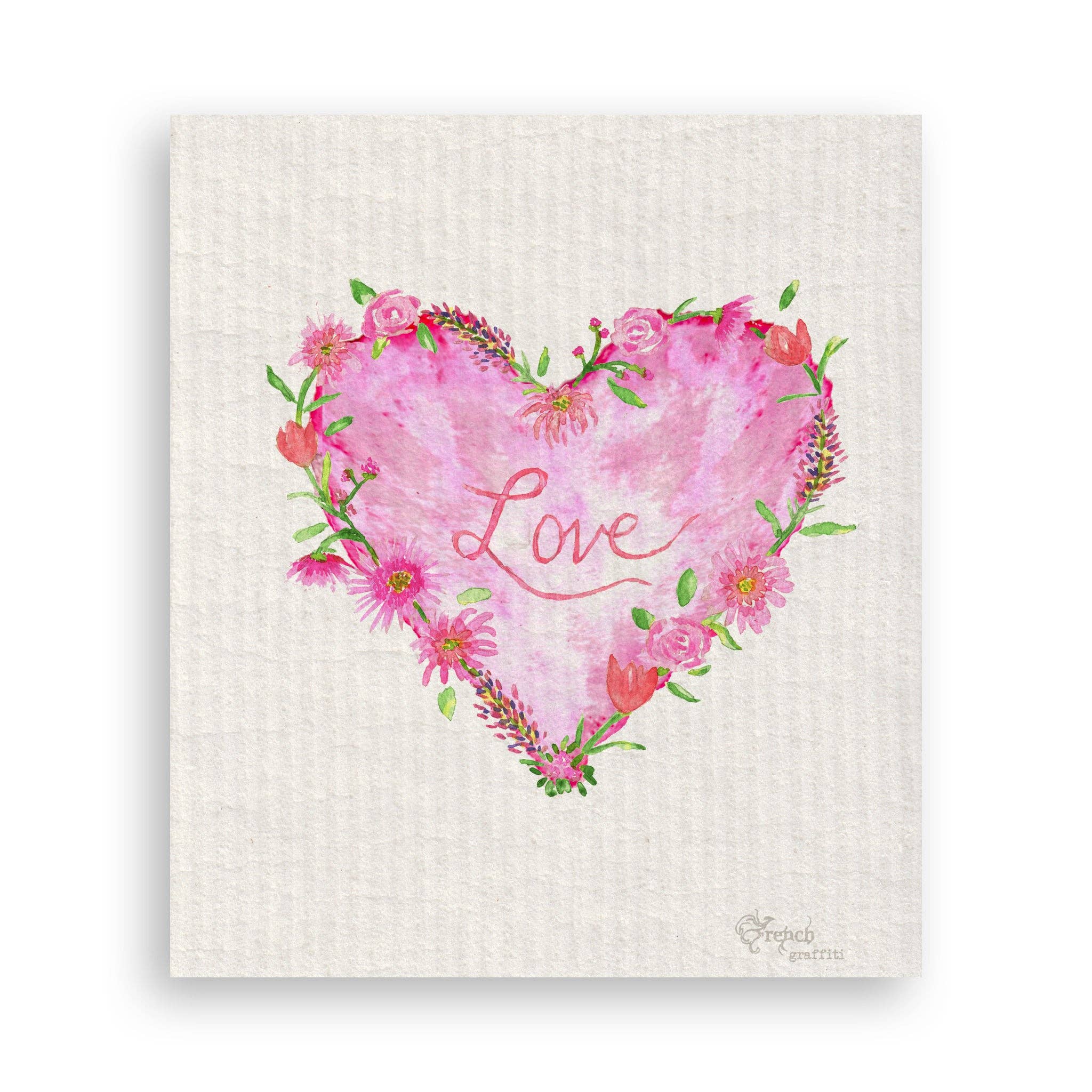 French Graffiti - Solid Floral Heart: - / Keep Words / Notecard