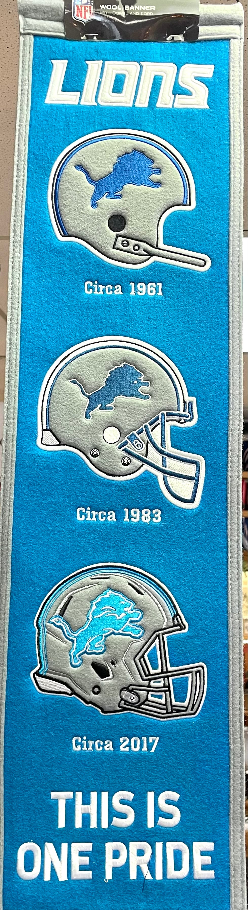 Detroit Lions Wool Banner with Dowel and Cord
