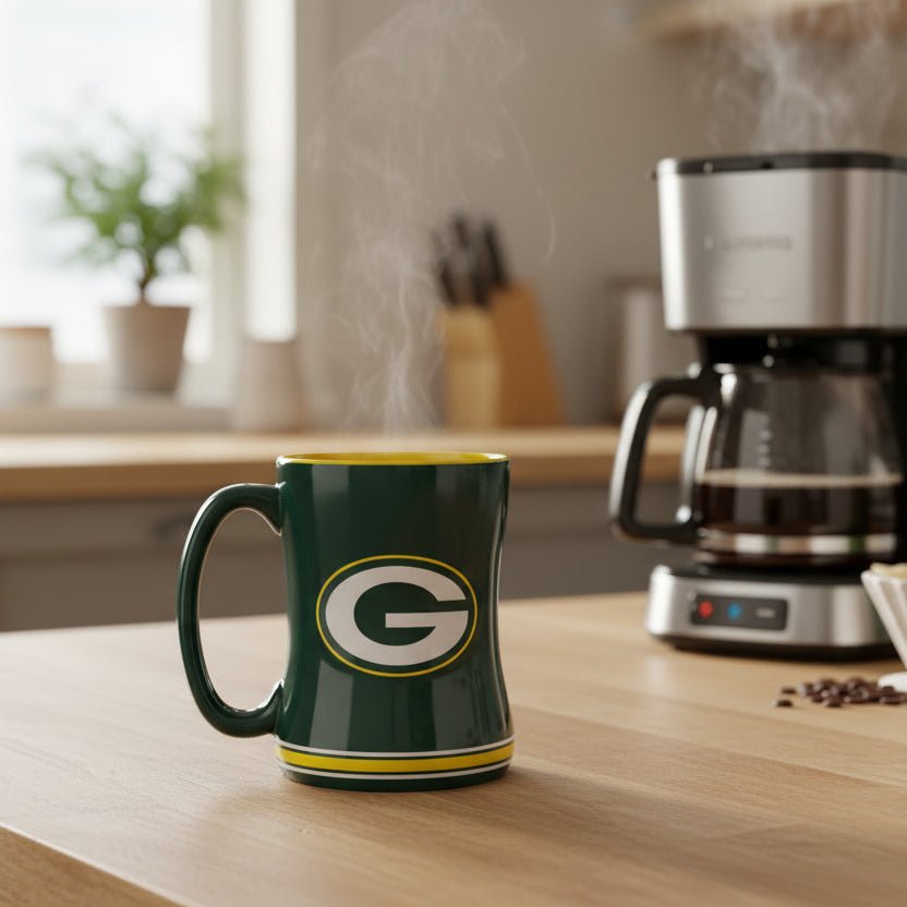 Green Bay Packers 14oz Relief Mug - Officially Licensed