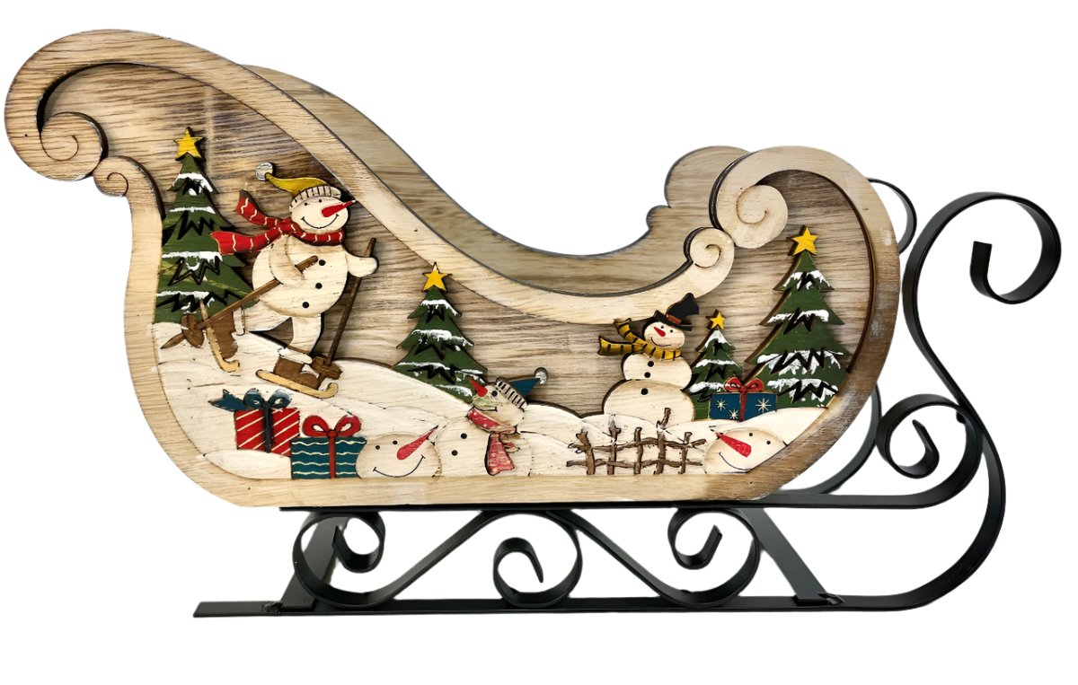 Snowman Holiday Sleigh Gift Basket