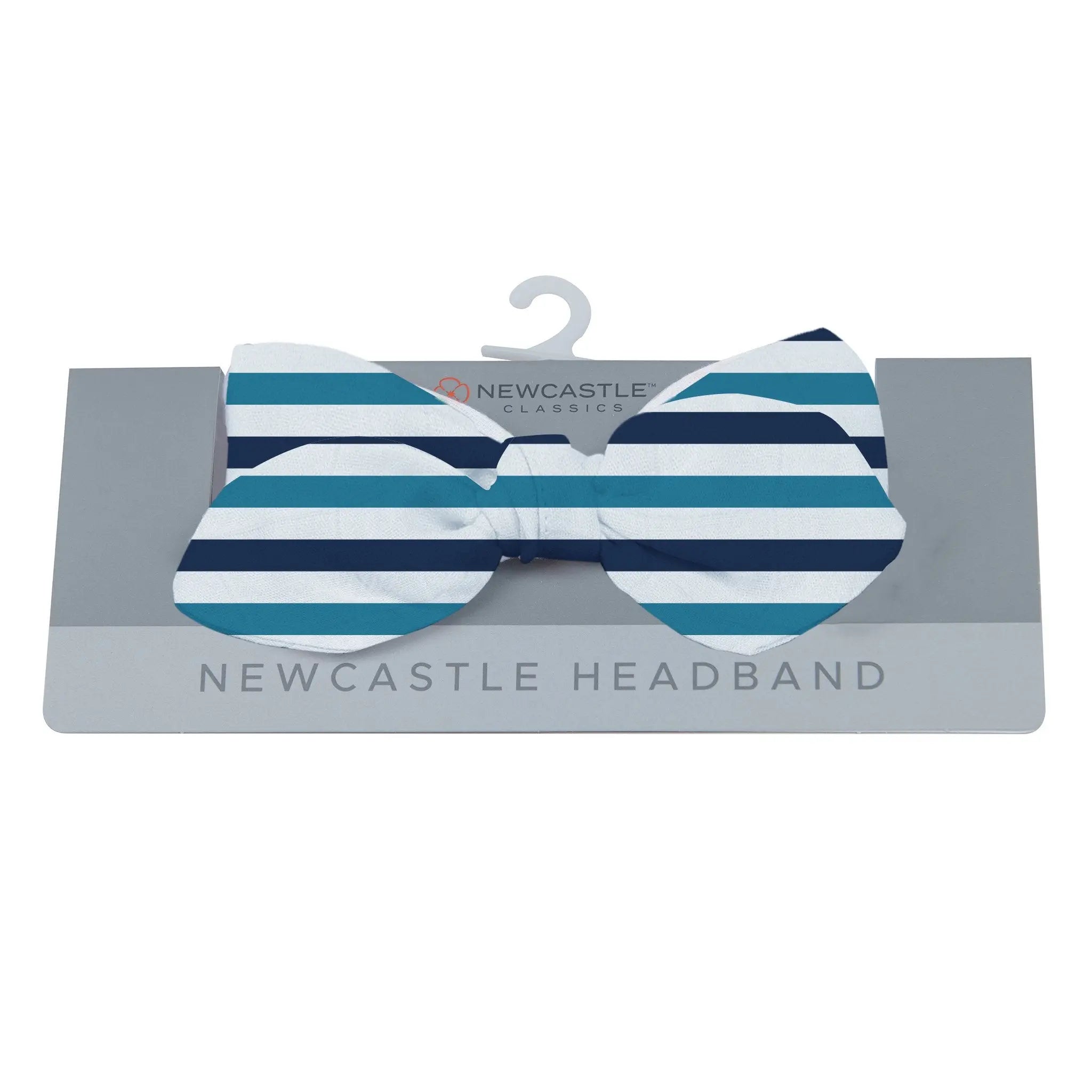Blue and White Stripe Bamboo Baby Headband Newcastle Classics