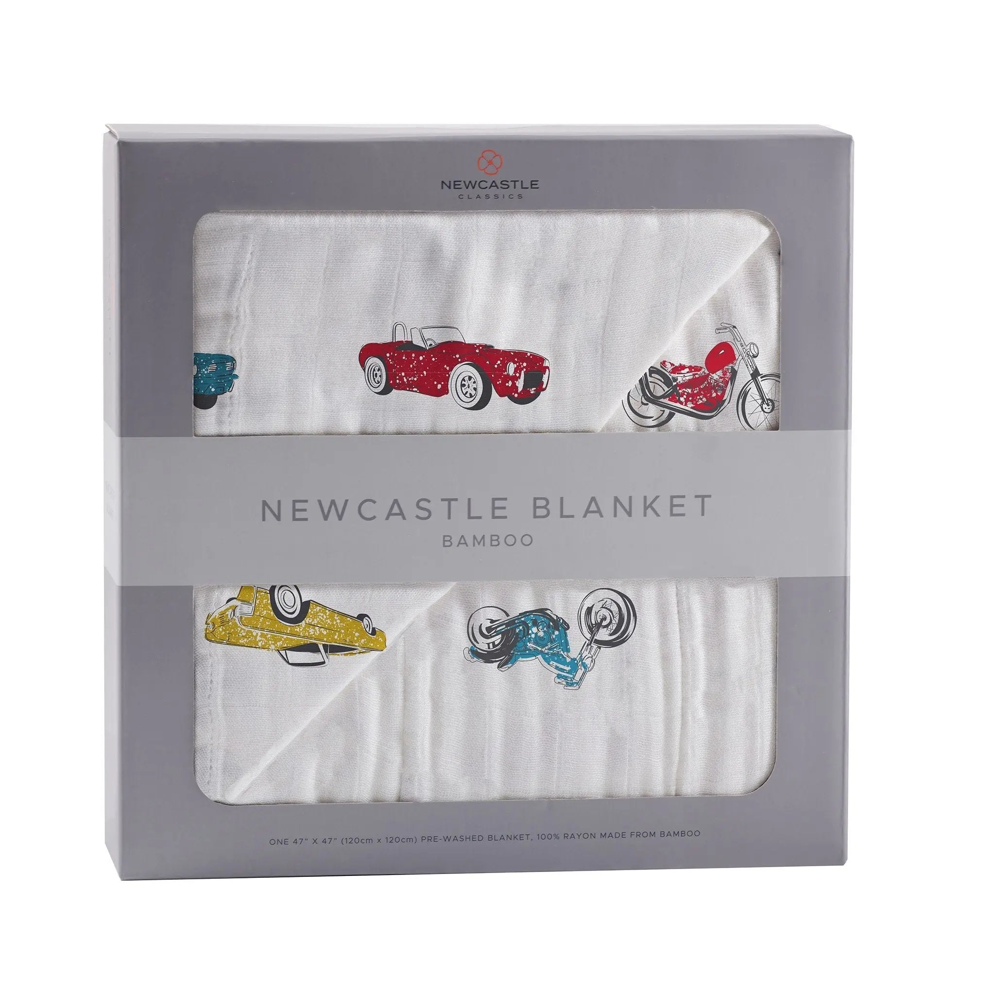Vintage Muscle Cars and Motorcycles Bamboo Muslin Newcastle Blanket Newcastle Classics