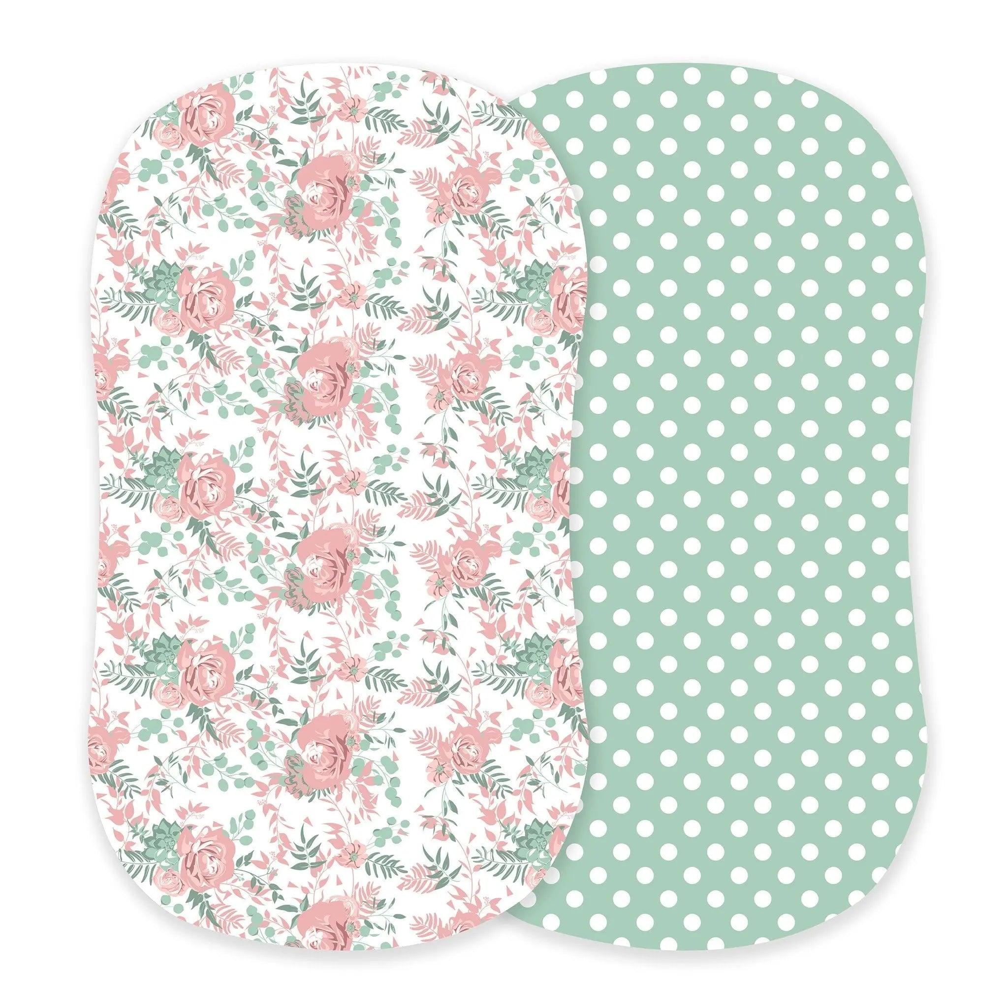Desert Rose and Jade Polka Dot Cotton Changing Pad Cover/Bassinet Sheets