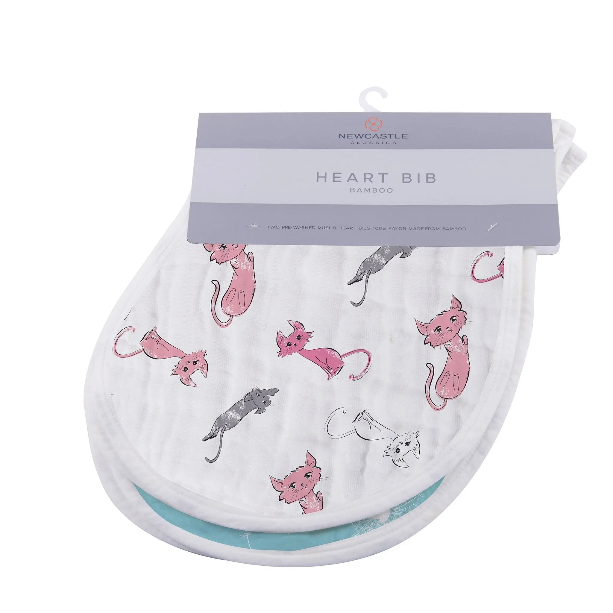Dandelions Bamboo Heart Bib 2PK Newcastle Classics